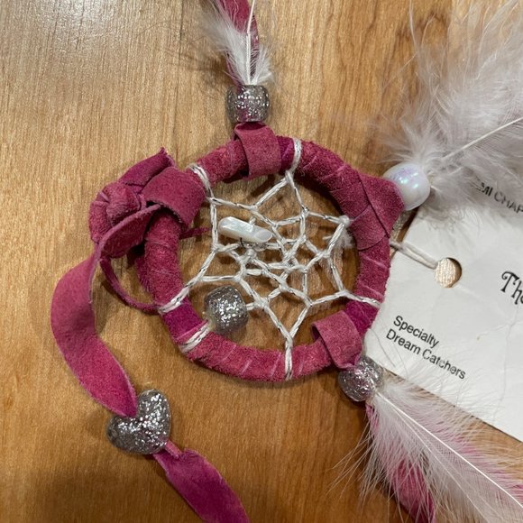 Vintage Dream Catcher magenta suede handmade by by Dream Weaver - Picture 1 of 7